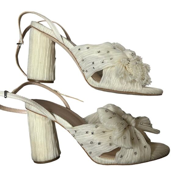 Loeffler Randall Camellia Pearl Rhinestone Pleated Heels sz 6B - Picture 15 of 16